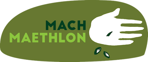Mach Maethlon text and open hand dropping seeds